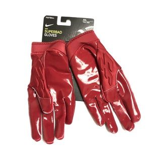Men's Nike Superbad Padded  Receiver Dark Red Football Gloves